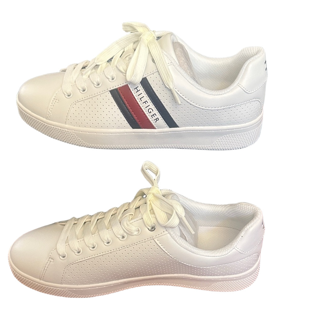 Tommy Hilfiger Men's White and Red Sneakers - Picture 6 of 10